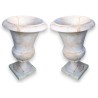 Pair of veined beige marble urns from  Moinat SA  - Antiques and home décor