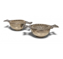 Paire de salières en argent et cristal