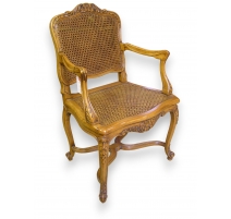 Fauteuil style Régence canné en hêtre