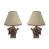  Paire de lampes en faïence, fond beige sur  Moinat SA  - Antiquités décoration