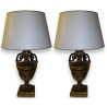 Paire de lampes en bois sculpté et peint sur  Moinat SA  - Antiquités décoration