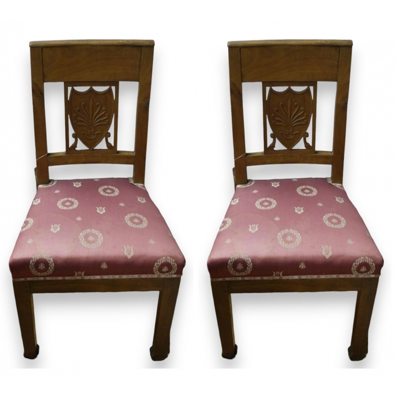 Paire de chaises Empire dossier à médaillon