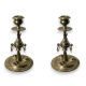 Paire de bougeoirs en bronze avec agate