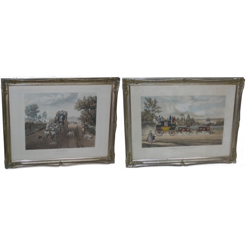 Pair of engravings entitled ‘Calèches’ by Moinat SA – Antiques and decorative items – Engravings, lithographs