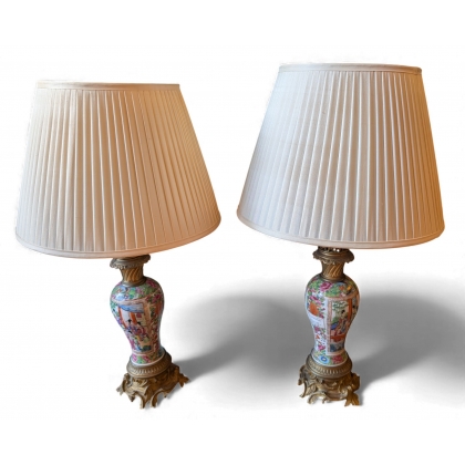  Paire de vases montés en lampe sur  Moinat SA  - Antiquités décoration