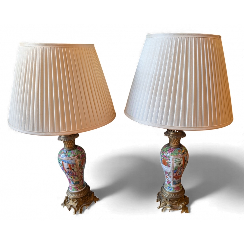  Paire de vases montés en lampe sur  Moinat SA  - Antiquités décoration