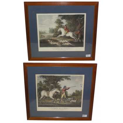 Pair of engravings entitled ‘The Hunt’, reproduction by Moinat SA – Antiques and decorative items – Engravings, lithographs