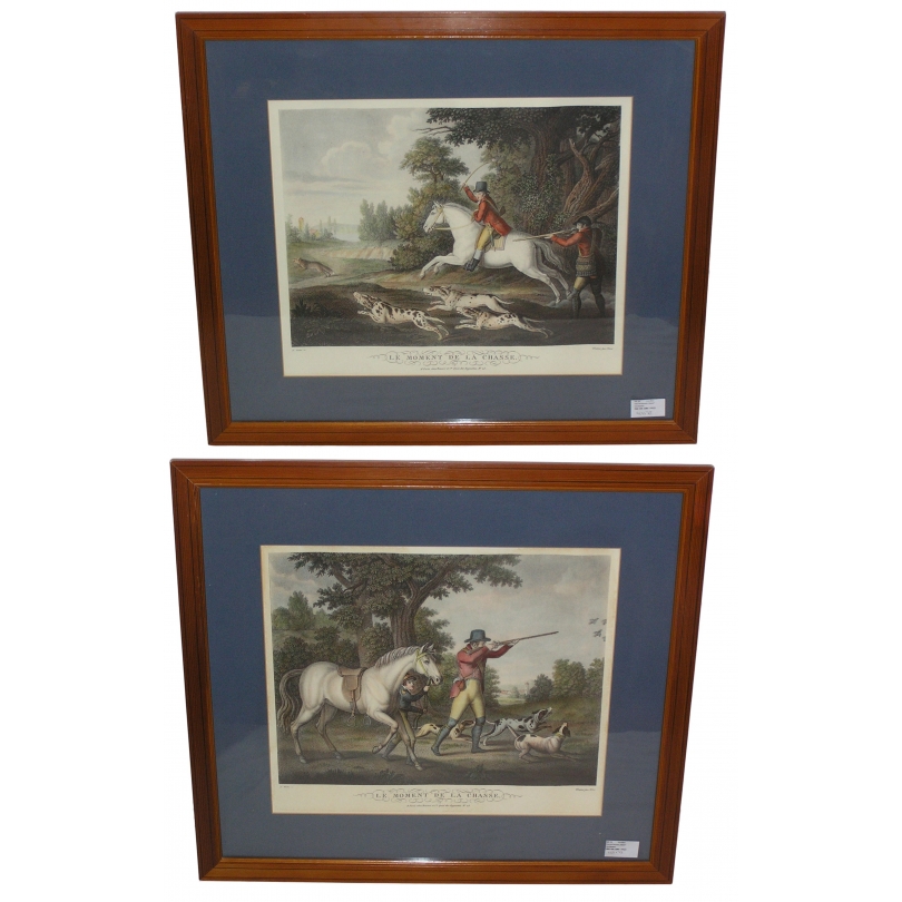 Paire de gravures "Chasse", reproduction
