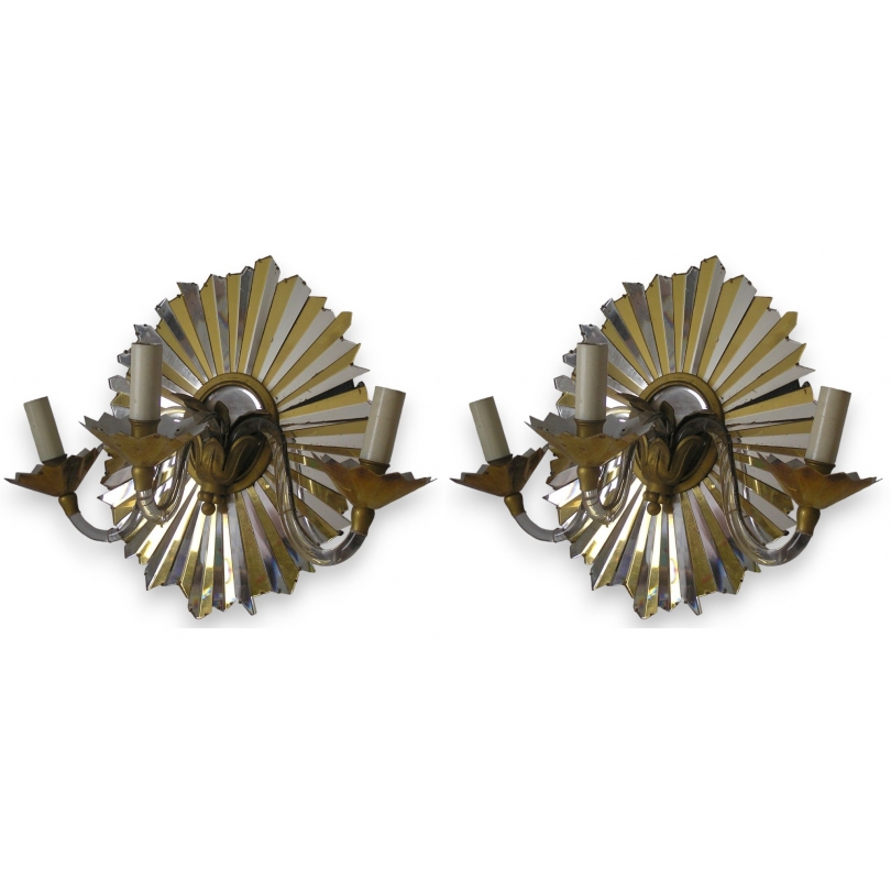 Paire d'appliques Art Déco "Soleil"