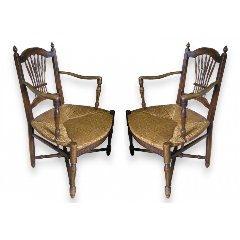 Pair of straw-seated armchairs, 20th century, from Moinat SA – Antiques and home décor