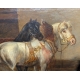 Tableau "A l'écurie" signé AK