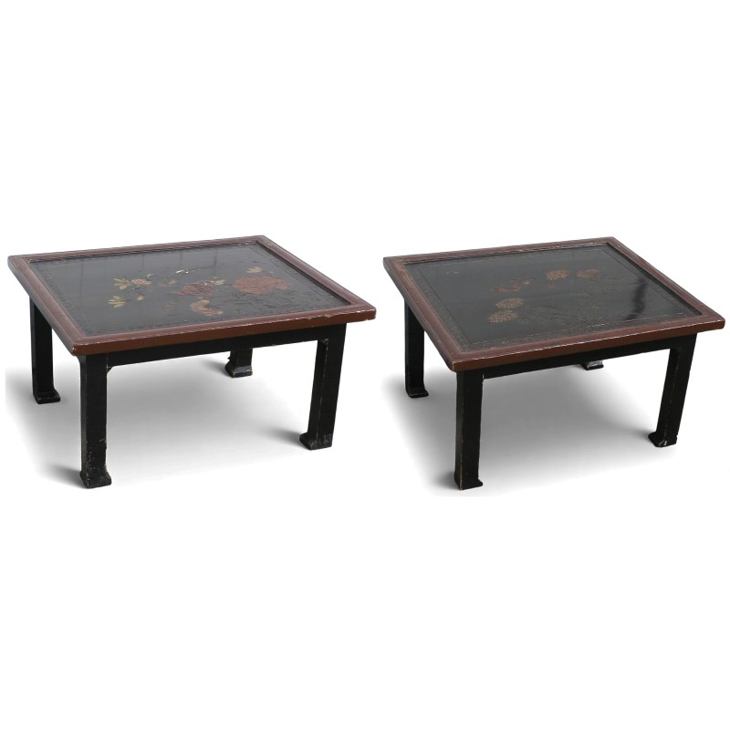  Paire de tables basses, en laque. Avec sur  Moinat SA  - Antiquités décoration
