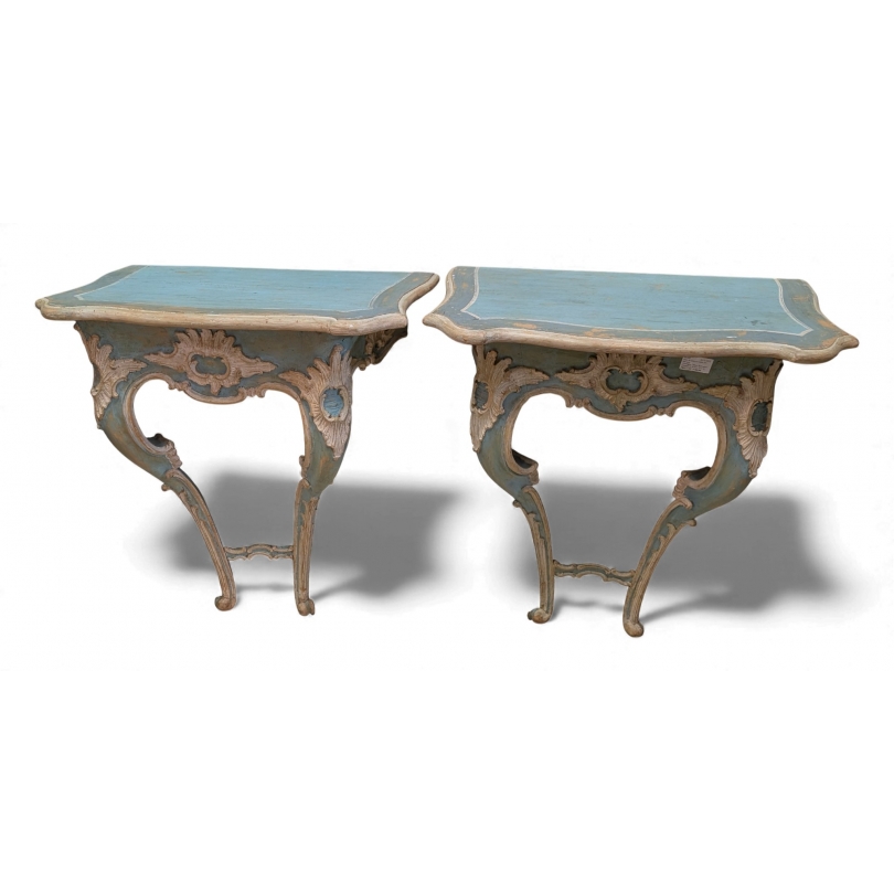 Paire de consoles Louis XV. Baroque.
