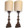  Paire de lampes en bois et laiton sur  Moinat SA  - Antiquités décoration