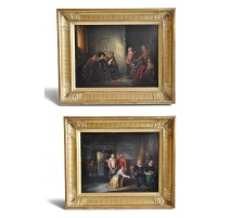 Paire de tableaux "Scène historique"