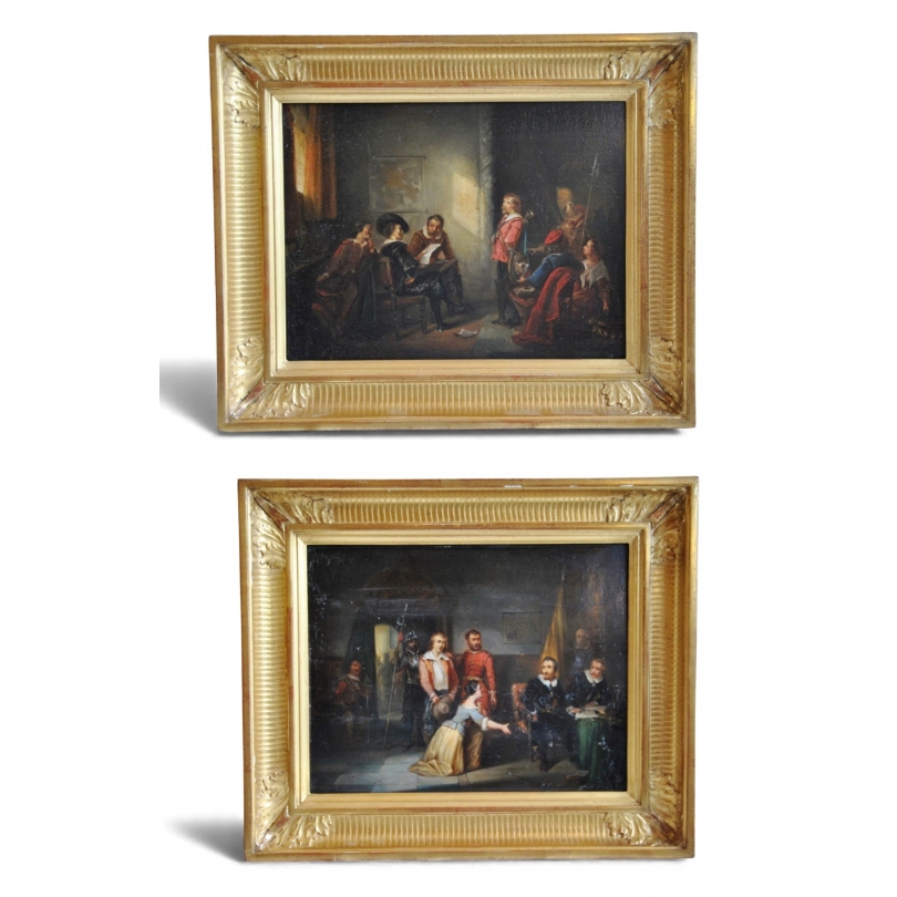 Paire de tableaux "Scène historique"