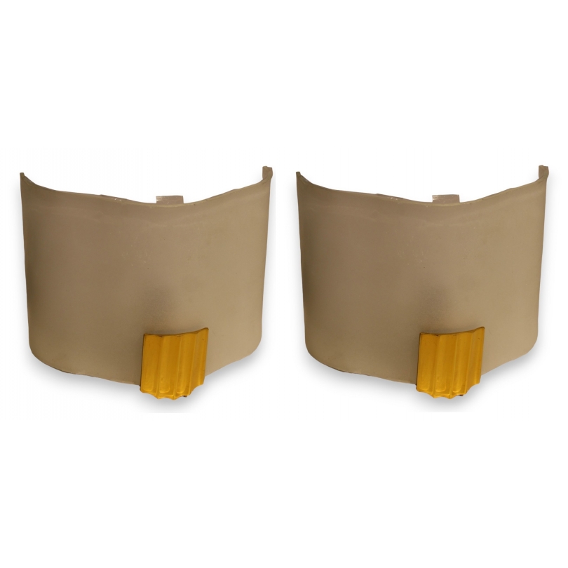 A pair of wall lights in lacquered bronze and frosted glass
