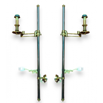 Pair of extendable bronze wall lights