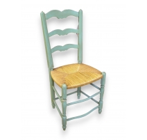 Chaise provençale, bois laqué vert