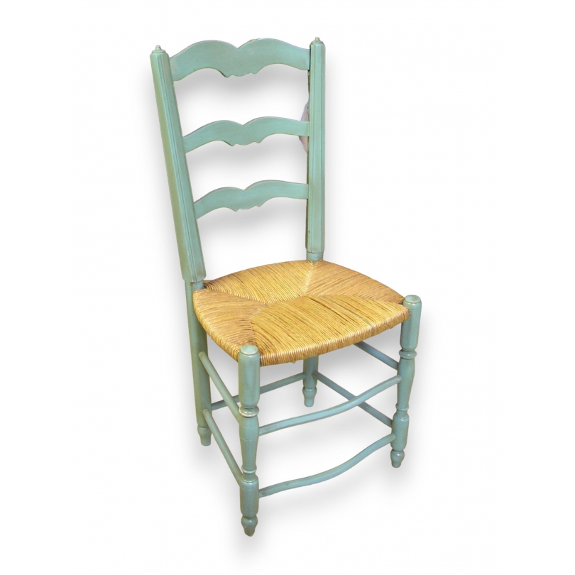 Chaise provençale, bois laqué vert