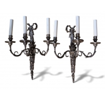 Pair of Louis XVI sconces, sil