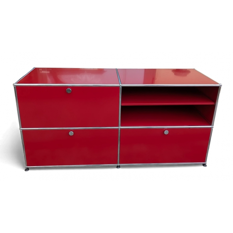 Meuble USM rouge à 3 casiers