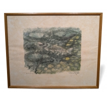 Gravure "Truite gobant" signée HAINARD