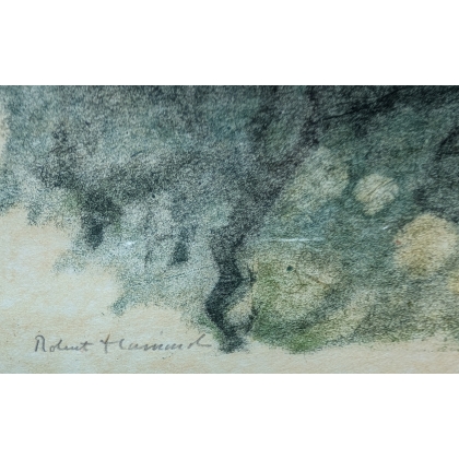 Gravure "Truite gobant" signée HAINARD