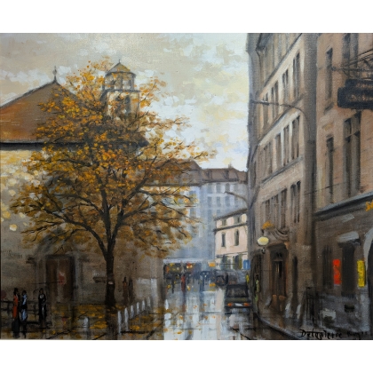 Tableau \"Temple de la Madeleine\" signé DELAPIERRE