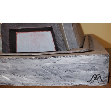Sculpture Abstraite en bois monogrammée MM