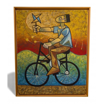 Tableau \"Attraper le vent\" signé D. ESTEVES 2006
