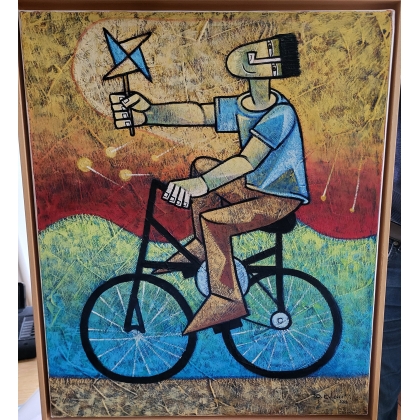 Tableau \"Attraper le vent\" signé D. ESTEVES 2006