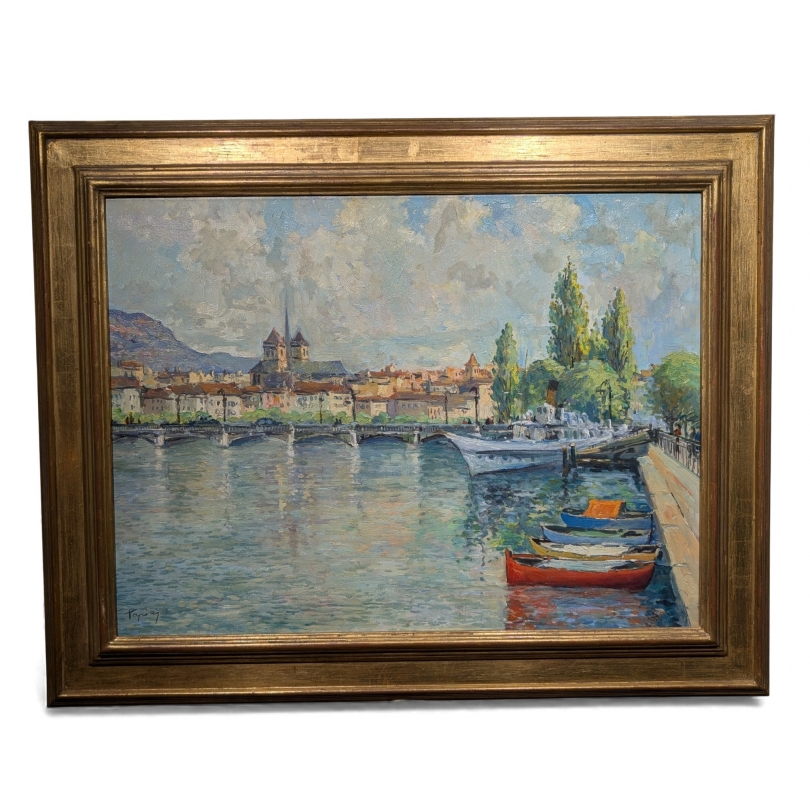 Tableau \"Rade de Genève\" signé TAPIES