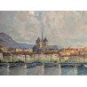 Tableau \"Rade de Genève\" signé TAPIES