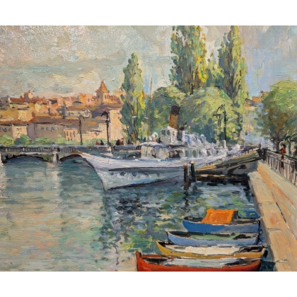 Tableau \"Rade de Genève\" signé TAPIES