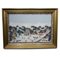 Découpage "Paysage d'hiver" signé A. ROSAT