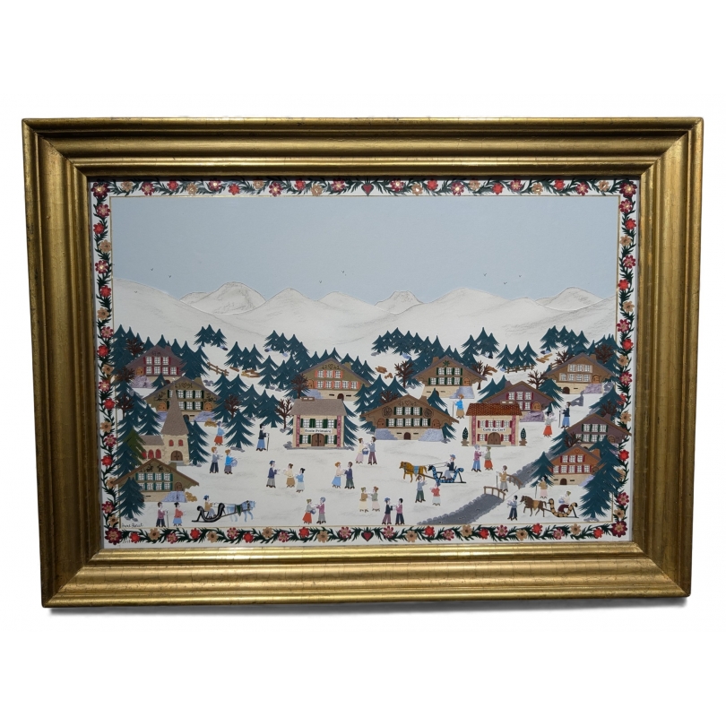 Découpage "Paysage d'hiver" signé A. ROSAT