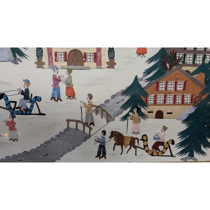 Découpage "Paysage d'hiver" signé A. ROSAT
