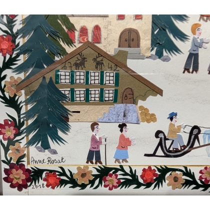 Découpage "Paysage d'hiver" signé A. ROSAT