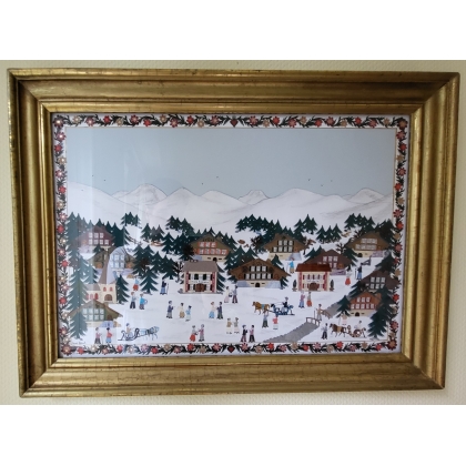 Découpage "Paysage d'hiver" signé A. ROSAT