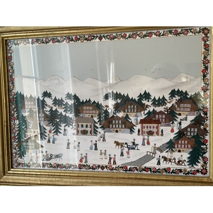 Découpage "Paysage d'hiver" signé A. ROSAT