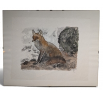Gravure "La renarde inquiète" signée HAINARD