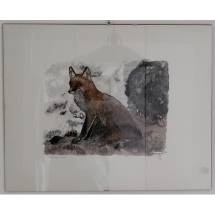 Gravure "La renarde inquiète" signée HAINARD