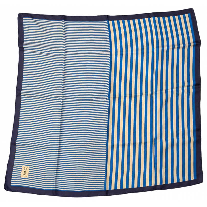 Carré de soie Lignes bleues par Yves SAINT LAURENT