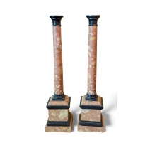 Paire de colonnes en marbre de Brocatelle