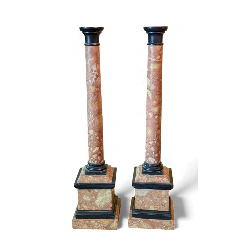 Paire de colonnes en marbre de Brocatelle