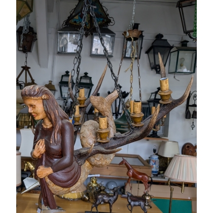 'Sirène' 6-light horn chandelier at Moinat SA – Antiques and home décor