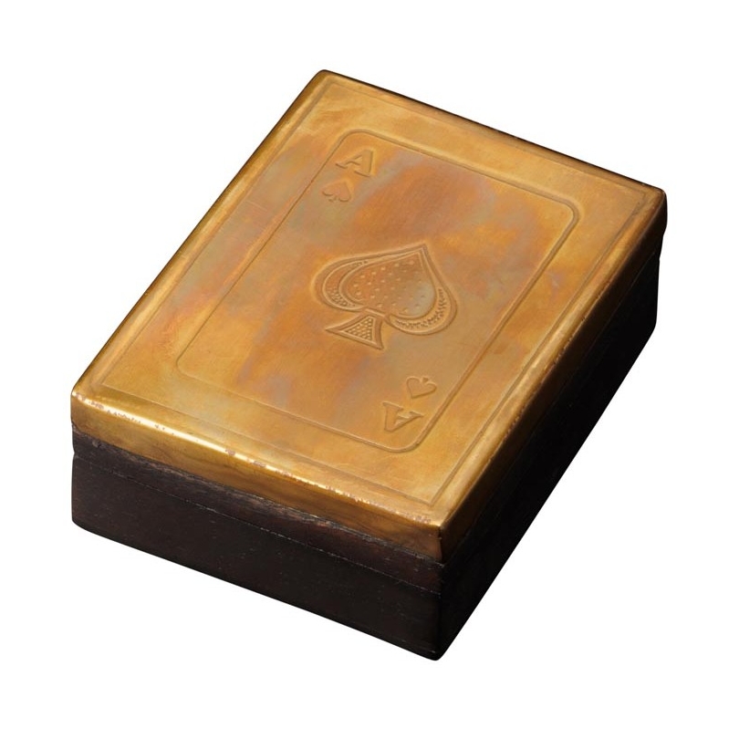 Boîte de cartes à jouer, couvercle gravé