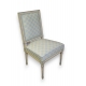 Chaise Louis XVI laquée blanche, recouverte