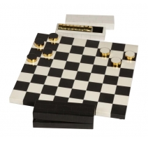 Jeu de dame en résine et laiton